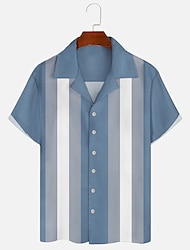 Homens Camisa Social camisa de botão Camisa casual camisa de verão Camisa de boliche Preto Azul Laranja Verde Manga Curta Bloco de cor Estampas Abstratas Colar de acampamento Diário Férias Imprimir