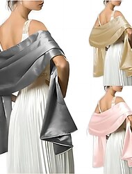 bröllop brud satin chiffong aftonscarve för kvinnor silkeslen enfärgad sjal wraps stal för bröllop brudtärnor balfester