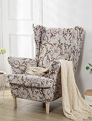 Stretch Wingback Chair Cover Wing Chair Slipcovers With Seat Cushion Cover Spandex Jacquard Wingback Armchair Covers for Ikea Strandmon Chair