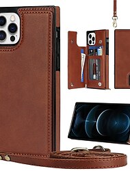 Phone Case For iPhone 15 Pro Max Plus iPhone 14 Pro Max Plus iPhone 13 12 11 Pro Max Mini Wallet Case with Lanyard Card Slot Holder Stand PU Leather