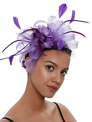Fascinators Tulle Kentucky Derby Horse Race Cocktail Royal Astcot Retro Elegant With Feather Headpiece Headwear