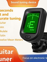 Guitar Tuner Digital Clip-On Tone Tuner for Electric Urikri Bass Violin Universal 360 Degree Rotatable Sensitive Built-in Batter