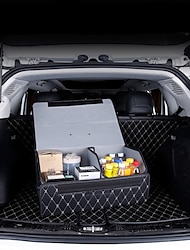 Caja organizadora de maletero de coche de gran capacidad, bolsa de almacenamiento de herramientas multiusos para coche, caja plegable de cuero para almacenamiento de emergencia