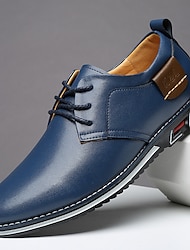 Voor heren Oxfords Derby-schoenen Leren schoenen Jurk schoenen Jurk instappers Wandelen Zakelijk Brits Dagelijks Feesten & Uitgaan Leer Warm Veters Zwart Wit Blauw Zomer Lente