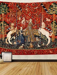 Doamnă medievală agățată tapiserie artă de perete tapiserie mare decor mural fotografie fundal pătură perdea acasă dormitor living decor