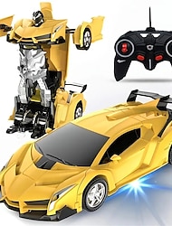 Control remoto transformar coche robot juguete con luces deformación rc coche 360 giratorio truco coche de carreras juguetes