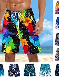 men's swim trunks quick dry beach board shorts drawstring lightweight with elastic waist and pockets