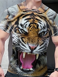 Per uomo maglietta Magliette Pop art Animali Tigre Girocollo Abbigliamento Stampa 3D Esterno Informale Manica corta Stampa Vintage Di tendenza Originale