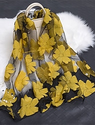 mode kvinnor scarf sommar tunna andas halsdukar för dam sjalar och wraps organza ihåliga blommor strandstoles bandana foulard