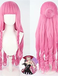 Parrucca cosplay rosa di One Piece Ghost Princess Perona B Edition, parrucche di Halloween