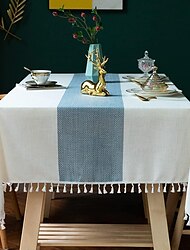 bondgård bordsduk bomull linne bordsduk vårbordsduk rund utomhusduk bordsduk oval rektangel för picknick, bröllop, middag, påsk, kök