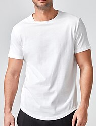 Men's Plus Size Big Tall T shirt Tee Tee Crewneck Black White Short Sleeves Outdoor Going out Plain / Solid Clothing Apparel Cotton Blend Streetwear Stylish Casual