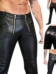 Punk & Gothic Medieval Steampunk Pants Straight Leg Motorcycle Pants Riders Bikers Men's Casual Daily Pants