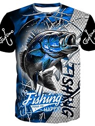 Per uomo Pop art Per la pesca maglietta Magliette Manica corta maglietta Stampa 3D Girocollo Camicia Vintage Di tendenza Originale Esterno Informale Giornaliero Blu Primavera estate Abbigliamento S M