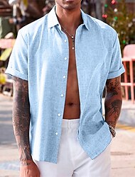 Homens camisa de verão camisa de praia Preto Branco Azul Manga Curta Gráfico Aberto para a Lateral Verão Casual Diário Roupa Botão para baixo