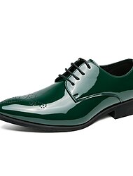 Hombre Oxfords Zapatos Derby Bullock Zapatos Zapatos De Vestir Zapatos de cuadros de estilo británico Negocios Británico Fiesta y Noche Día de San Patricio PU Cordones Negro Verde Trébol Degradado