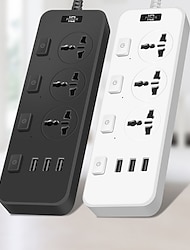 Independent switch Power Strip Surge Protector 3AC Outlets and USB C Charging Ports 6 feet long extension cord for Home & Office