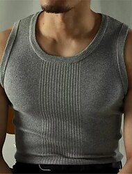 Bărbați Bluză Vest Top Sub Cămașă Cămașă fără mâneci Fără manșon Stil Nautic Vară Simplu Benzi verticale Modă Designer Muşchi În aer liber Ieșire Sală de Fitness Negru Alb Gri Top tricou pentru