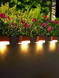 4 pçs luzes de cerca solar ao ar livre à prova d'água luz de jardim passos de cerca de pátio varanda passarela decoração de férias iluminação lâmpada noturna solar