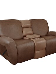 Funda para sillón reclinable de 2 plazas, funda para sofá reclinable, como funda de sofá de cuero con lazo elástico, protector de muebles antiarañazos para perros y mascotas
