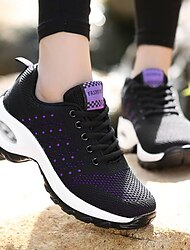 Women's Sneakers Running Shoes Athletic Non-slip Cushioning Breathable Lightweight Soft Running Jogging Rubber Knit Spring Fall Black Dark Purple Dark Navy Purple