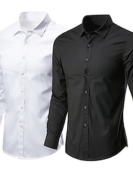 Муж. Рубашка Выпускная рубашка Черный Белый Красный Длинный рукав Однотонный Воротничок Повседневные Одежда