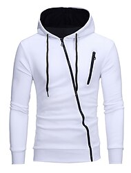 Herr Huvtröjor med dragkedja Svart Vit Grå Huva Slät Sport & Utomhus Dagligen Sport Het stämpling Sportkläder Grundläggande Ledigt Vår & sommar Kläder Pull Tröjor Långärmad