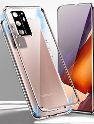 Handyhülle für Samsung Galaxy S24 S23 S22 S21 Plus Ultra Note 20 Ultra S25 Ultra Magnetische Adsorption Stoßstangenrahmen magnetischer Vollkörper-Schutz einfarbig gehärtetes Glas Metall