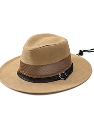בגדי ריקוד גברים כובע קש כובע שמש כובע טוויה כובע ספארי כובע מהמר לבן חאקי פּוֹלִיאֶסטֶר נסיעות סגנונות חוף חופשה חוף אחיד קרם הגנה