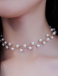 1PC Choker Necklace For Women's Pearl White Wedding Daily Alloy Classic