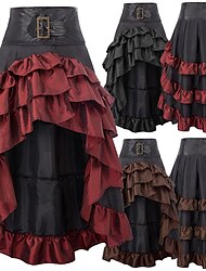 Retro Vintage Medieval Renaissance Ruffle Dress Skirt Corset Pirate Women's Casual Daily Skirts