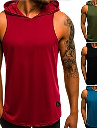 Men's Tank Top Vest Top Undershirt Sleeveless Shirt Plain Camouflage Hooded Sports & Outdoor Athleisure Sleeveless Clothing Apparel Fashion Streetwear Muscle