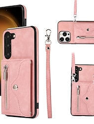 Phone Case For Samsung Galaxy S23 S22 S21 S20 Plus Ultra A54 A34 A14 Note 20 10 Handbag Purse Wallet Case Zipper with Removable Cross Body Strap with Wrist Strap Solid Colored TPU PU Leather