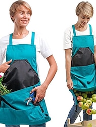Gardening Apron with Pockets Adjustable Garden Apron with Quick Release Pockets for Harvesting Gardening Weeding Waterproof Garden Apron Gardening Gifts for Women Men
