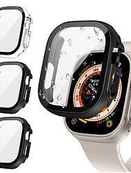 3 Pack Watch Case with Screen Protector Compatible with Apple Watch Ultra 49mm / Series 8 7 41mm 45mm / Series 6 5 4 SE 40mm 44mm / Series 3 2 1 38mm 42mm All Around Protective HD Clear Tempered