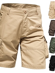 Hombre Pantalón Corto Cargo Pantalones cortos de verano Pantalones cortos casuales Bolsillo Multi bolsillo Alto aumento Color sólido Listo para vestir Al Aire Libre Longitud de la rodilla Exterior