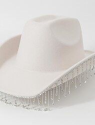 bred brätte western cowboyhattar strass cowgirlhatt bling diamantfransar panamahatt damkostym bröllop acc vintage cosplayhatt