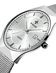 WWOOR Business Men Luxury Watches Mesh Strap Ultra Thin Quartz Men Wrsit Watch Waterproof Auto Date Male Clock