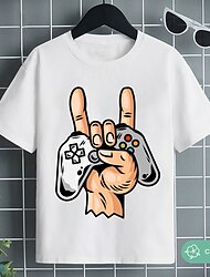 Dla chłopców 3D Graficzny Litera Gra Podkoszulek T-shirt Krótki rękaw Druk 3D Lato Wiosna Aktywny Sport Moda 100% bawełna Dzieci 3-12 lat Na zewnątrz Codzienny Regularny