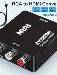 RCA To HDMI,AV To HDMI Converter1080P  Mini RCA Composite CVBS Video Audio Converter Adapter Supporting PAL/NTSC For TV/PC/ PS3/ STB/Xbox VHS/VCR/Blue-Ray DVD Players