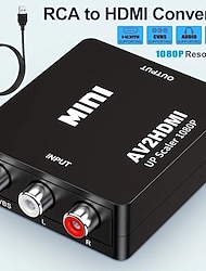 Cinch-zu-HDMI, AV-zu-HDMI-Konverter, 1080p-Mini-Cinch-Composite-CVB-Video-Audio-Konverter-Adapter, der PAL/NTSC für TV/PC/PS3/STB/Xbox VHS/VCR/Blue-Ray-DVD-Player unterstützt