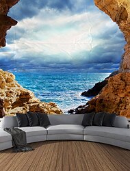 landschap oceaan grot hangend wandtapijt muurkunst groot wandtapijt muurschildering decor foto achtergrond deken gordijn thuis slaapkamer woonkamer decoratie