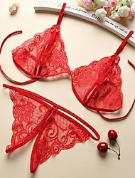 Mulheres Lingerie Sensual Calcinhas Cor imaculada Amantes quente Casa Natal Dia Dos Namorados Renda Respirável Buraco Verão Primavera