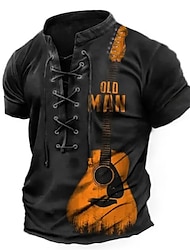 男性用 Tシャツ グラフィック 楽器 スタンド 衣類 3Dプリント 日常 スポーツ 半袖 レースアップ プリント ファッション デザイナー ヴィンテージ