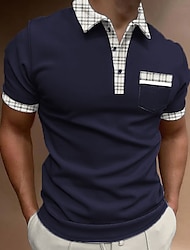 Men's Polo Shirt Button Up Polos Golf Shirt Graphic Prints Turndown Black White Wine Navy Blue Blue Outdoor Street Short Sleeves Print Clothing Apparel Sports Fashion Streetwear Designer