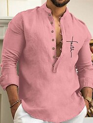 férfi ing grafikai nyomatok kereszt állvány gallér fehér rózsaszín kék zöld szabadtéri utca hosszú ujjú mintás ruházat ruházat divat utcai ruházat tervező alkalmi