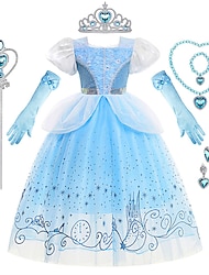 tjejers frusen elsa kostym klänning kläder set prestanda jubileum blå långärmad mode söta klänningar höst vinter 7-13 år