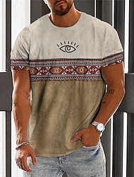 The Eye Of Horus Mens Graphic Shirt Tee Color Block Tribal Crew Neck Clothing Apparel 3D Print Outdoor Daily Short Sleeve Fashion Designer Ethnic Casual Green Cotton
