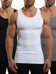 heren 3-pack tanktop vest top ondershirt mouwloos shirt effen ronde hals outdoor uitgaan mouwloos 3-delige kleding kleding modeontwerper gespierd