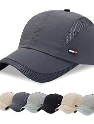 Men's Male Baseball Cap Sun Hat Mesh Cap Black Deep Blue Mesh Quick Dry Streetwear Stylish Casual Daily Outdoor clothing Holiday Pure Color Adjustable Sunscreen